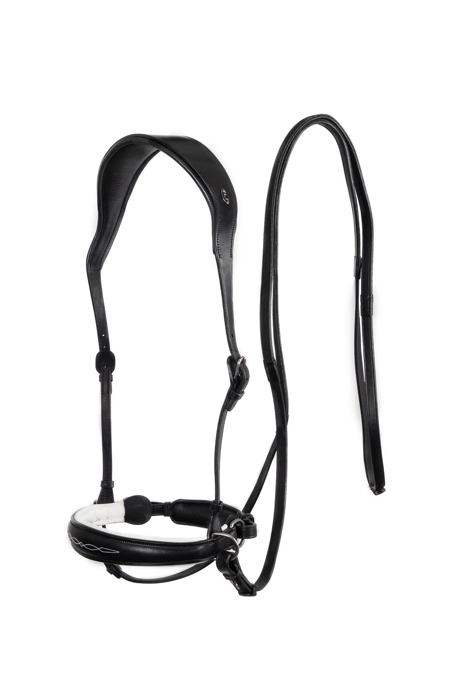Alizée Mistral bittløst hodelag med tøyler (System 3) Black/White F
