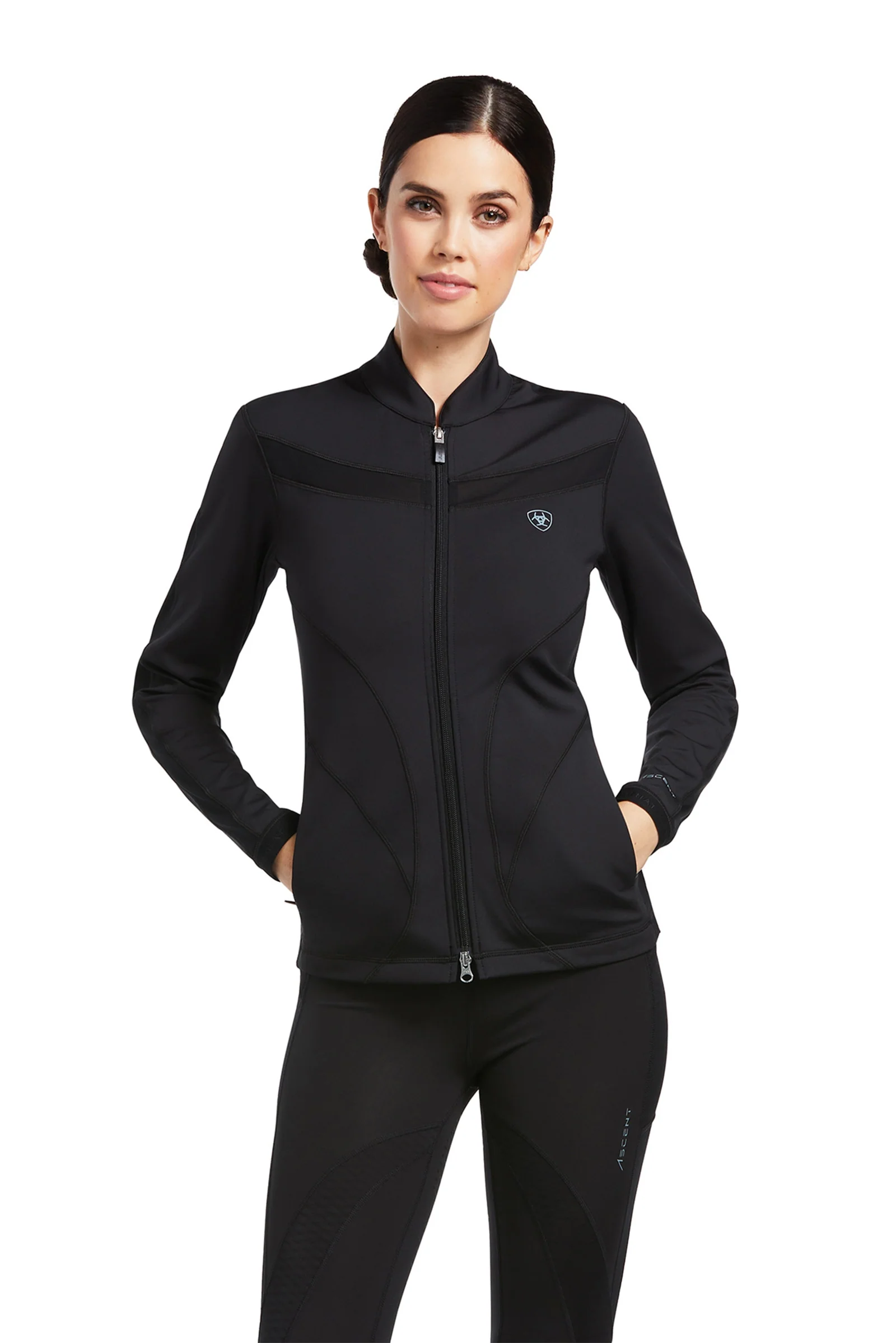 Ascent treningsgenser med hel glidelÄs Black XS