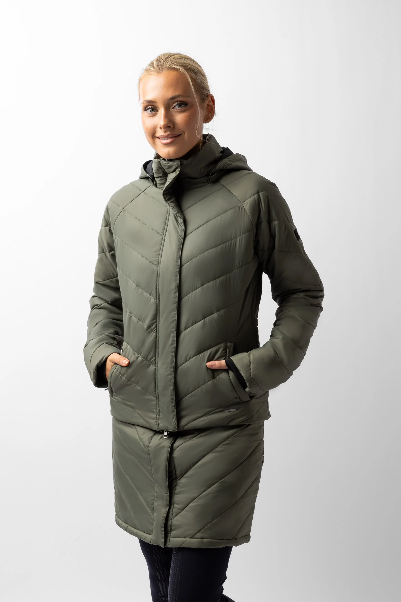 Aurora fôret parkas ridejakke med avtakbar skjorte til dame Beetle Green 42
