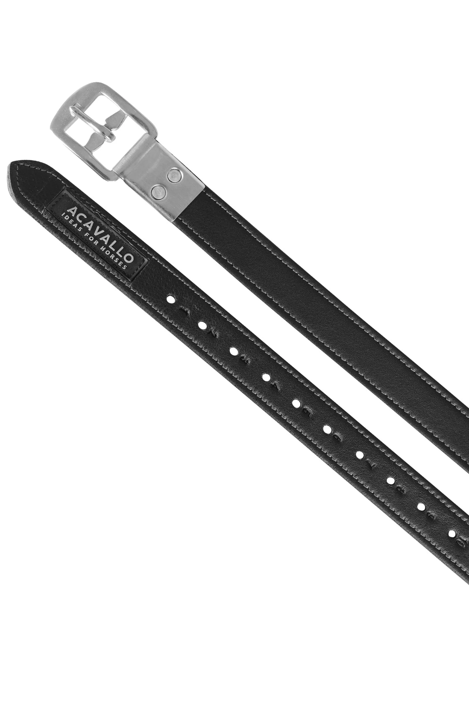 Stigremmer i kalveskinn med innkapslet spenne Black 135 cm