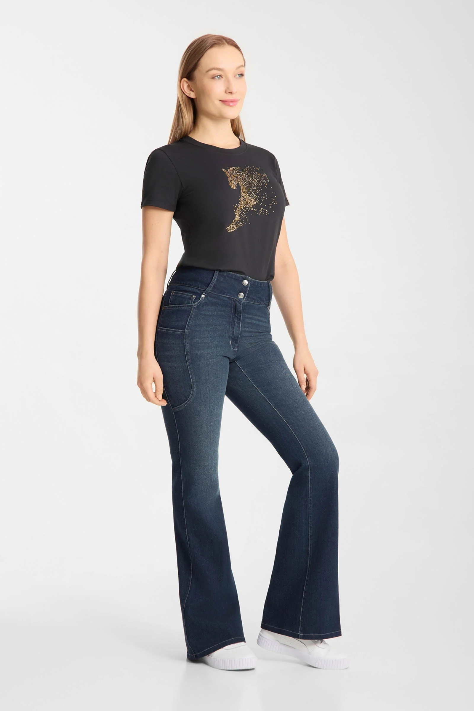 Eleanor western bootcut jeans for dame Dark Denim 32 Lang