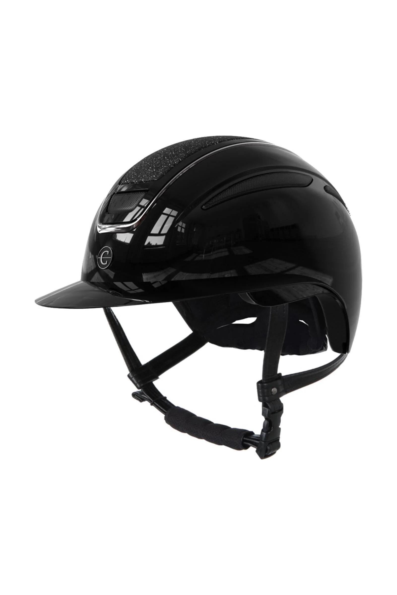Elite Polo ridehjelm Patent Black S