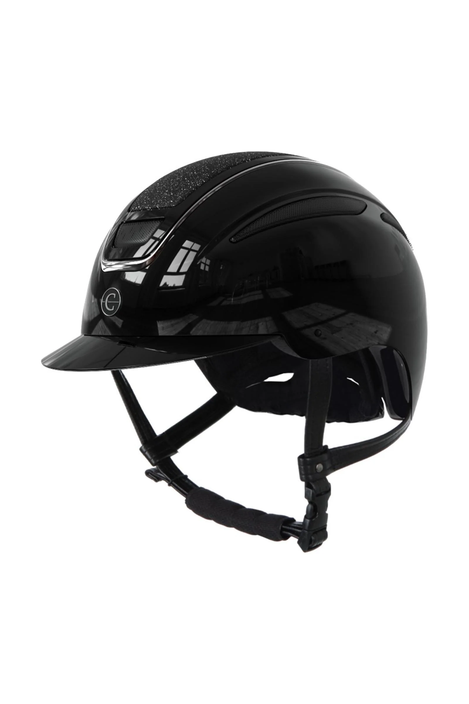 Elite ridehjelm Patent Black L