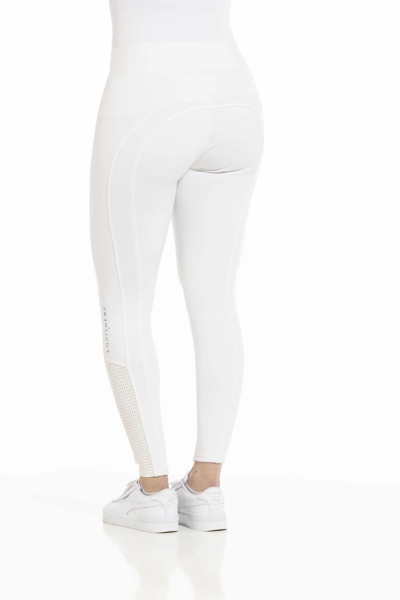 Brigitte dame rideleggings med silikon helsete White 38