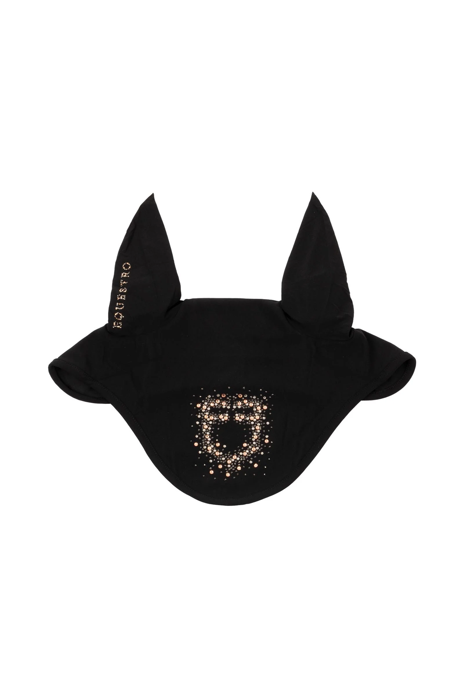 fluehette i teknisk materiale med rhinsten logo Black P