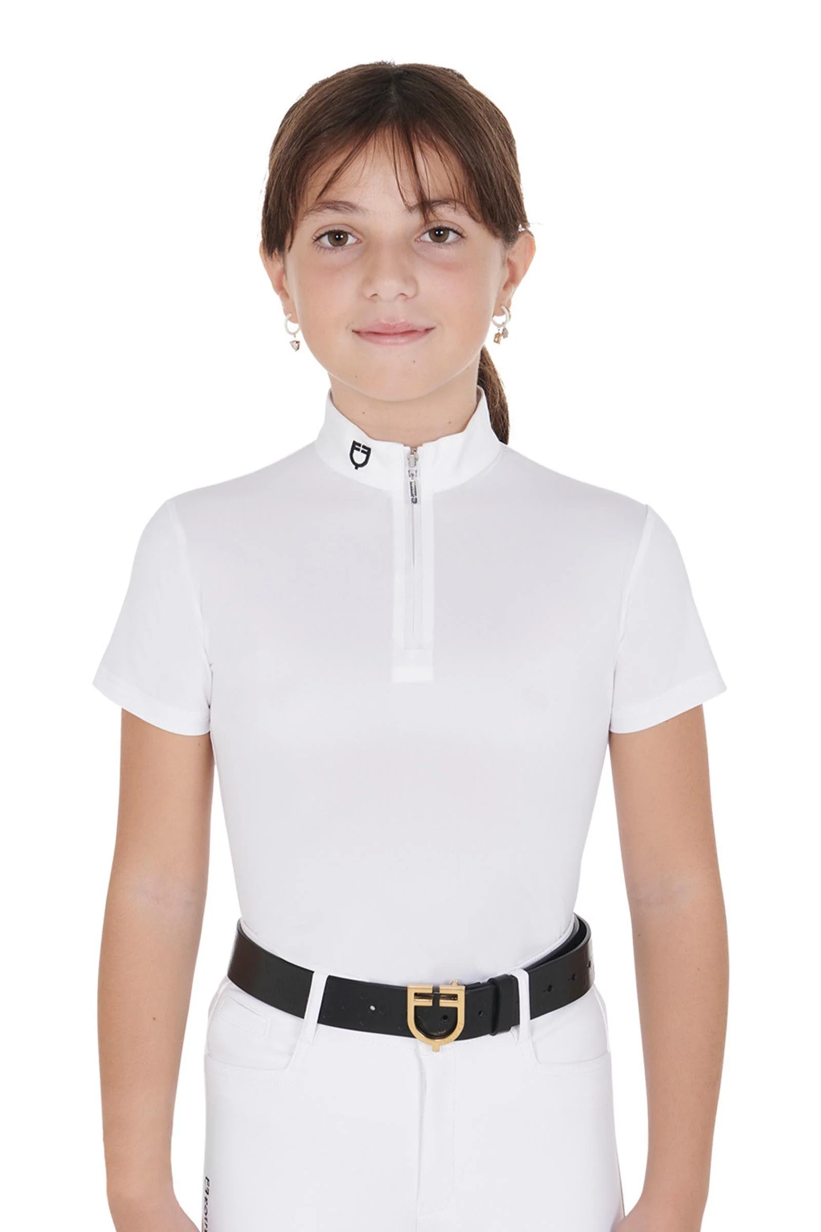 jente stevnepolo slim fit med glidelås White 012