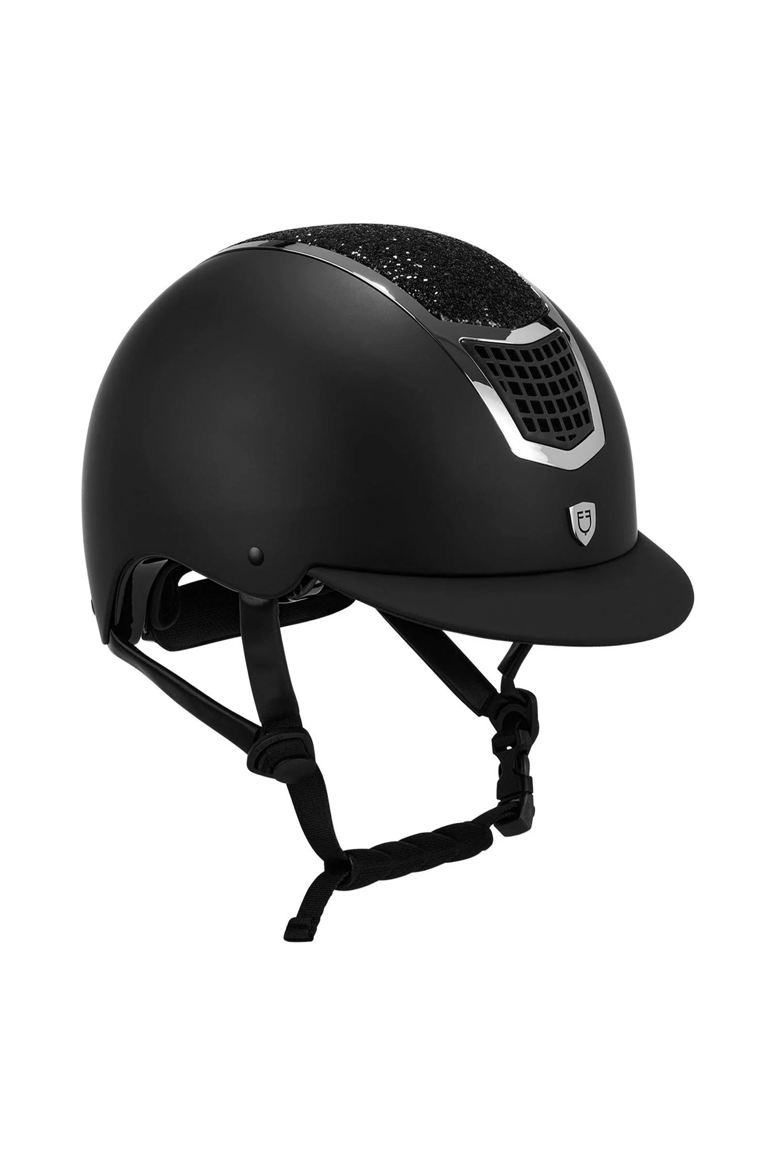 ridehjelm med rhinsten, sertifisert EN 1384:2023 Black/Silver 56-58