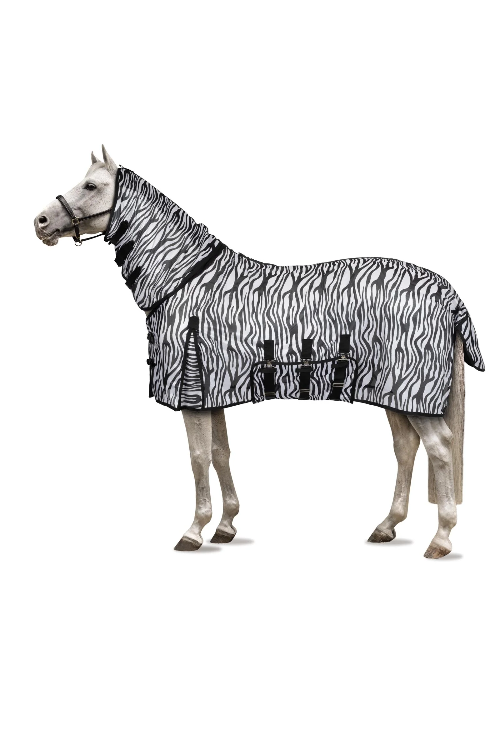 Defender flueteppe med bukbeskytter zebra 140
