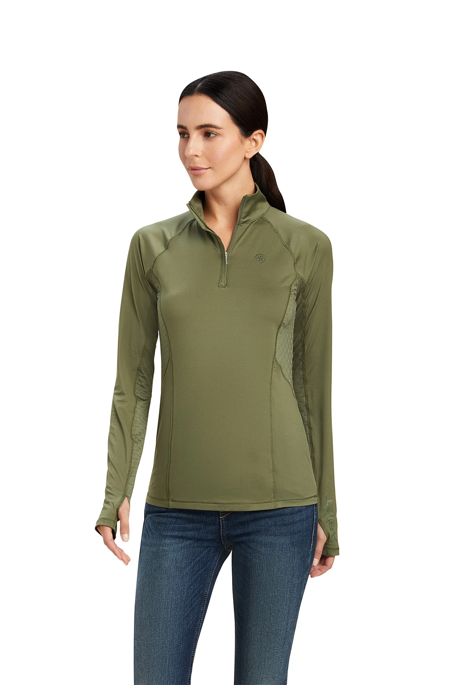 Lowell 2.0 langermet skjorte med 1/4 glidelås, dame Four Leaf Clover Dark Green XL