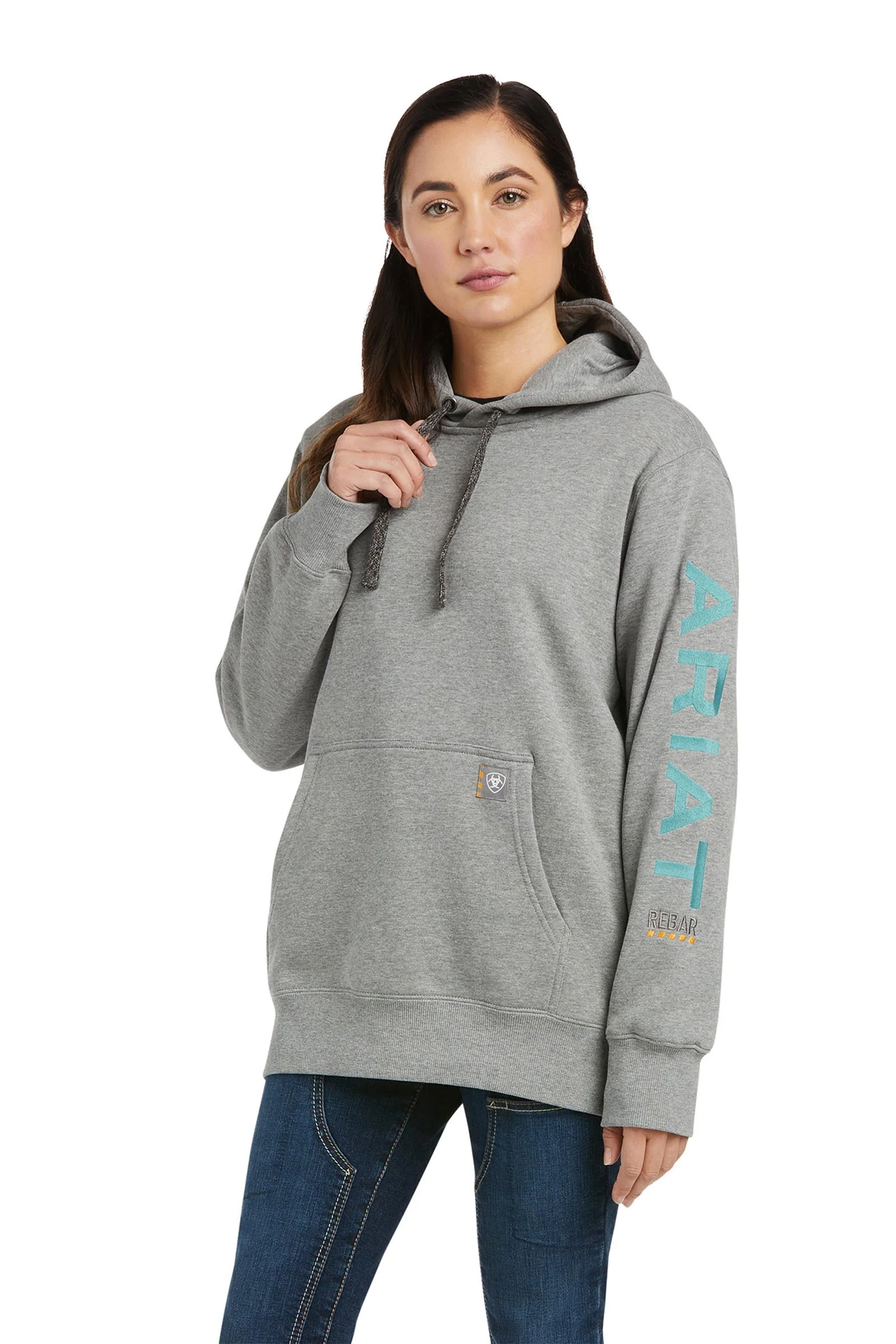 Rebar Dame hettegenser med trykk Heather Grey S
