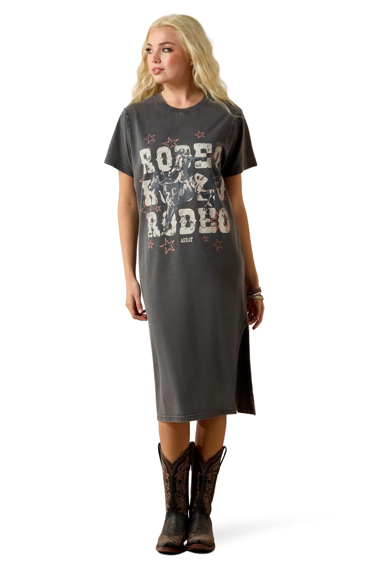Rodeo dame T-skjorte Charcoal Mineral Wash L