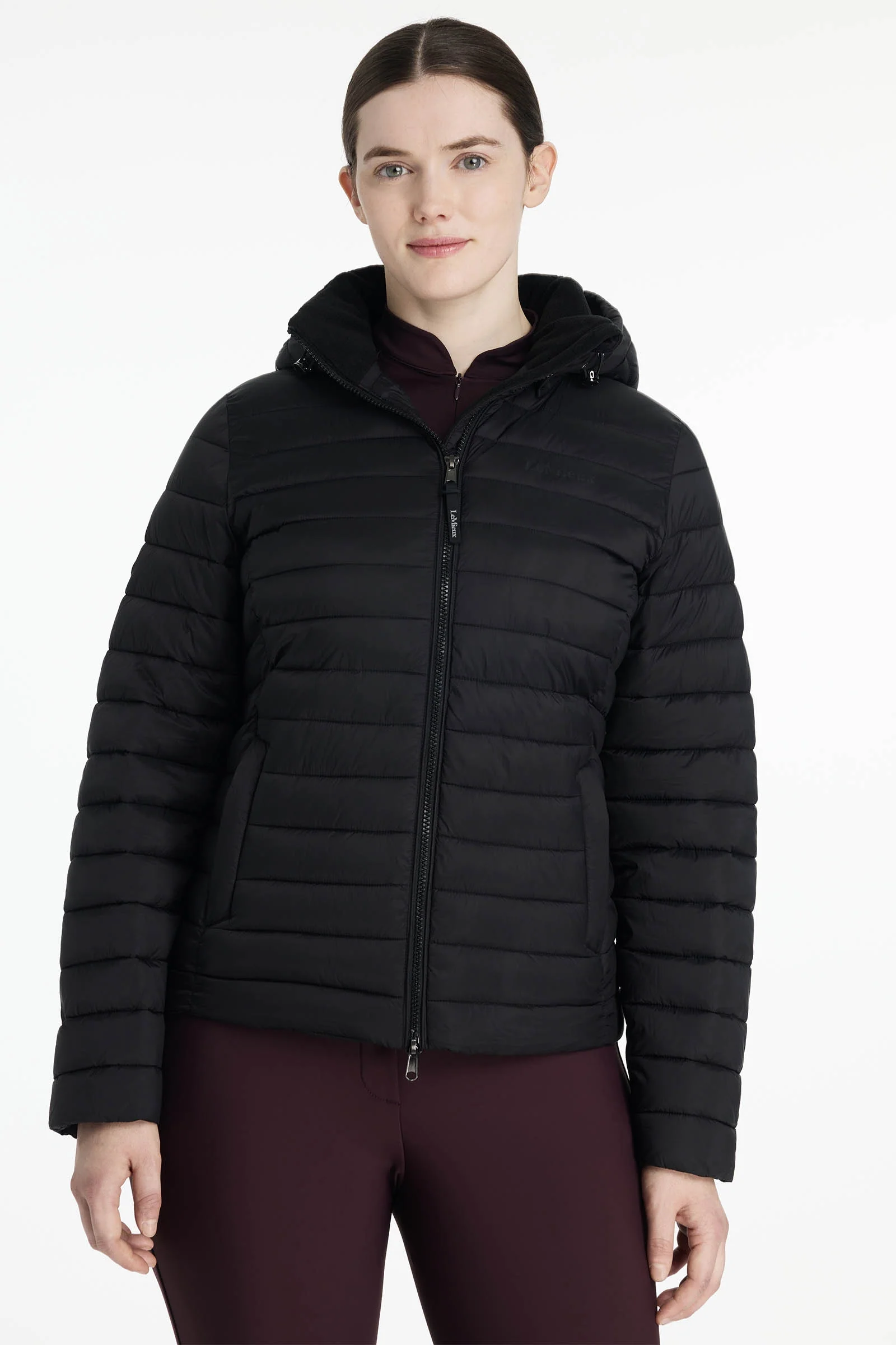 Rose vattert jakke med hette for kvinner Black 44