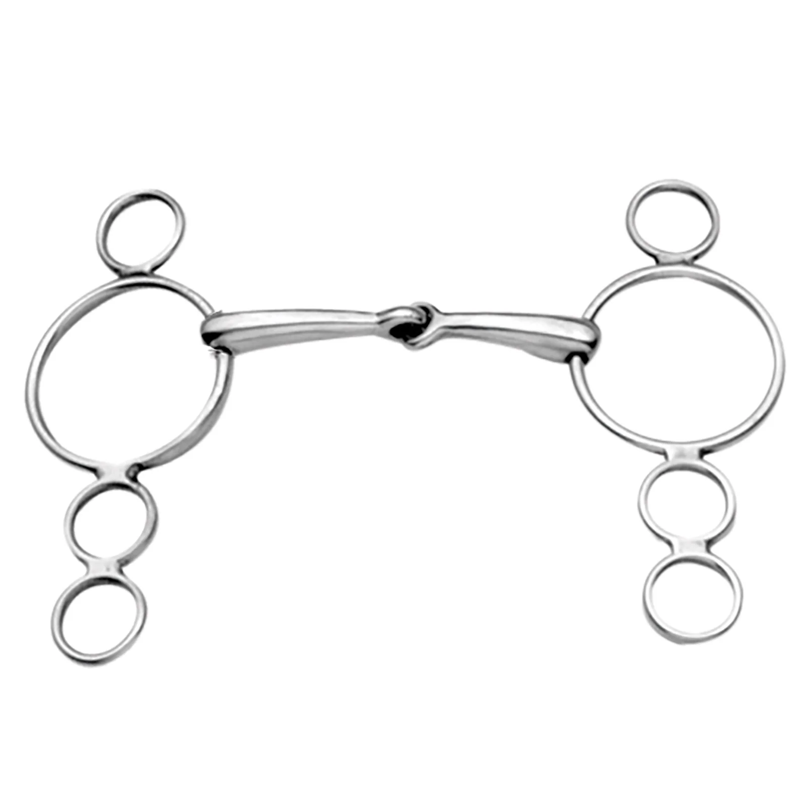 todelt tysk gag med 3 ringer i rustfritt stål Silver 152 mm