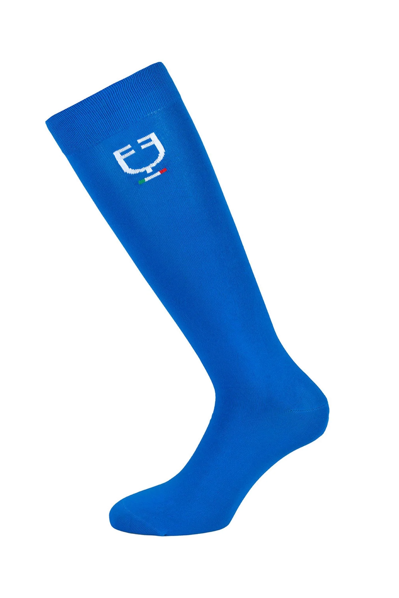 ridesokker stretch i teknisk materiale med italiensk flagg Azzurro Savoia L