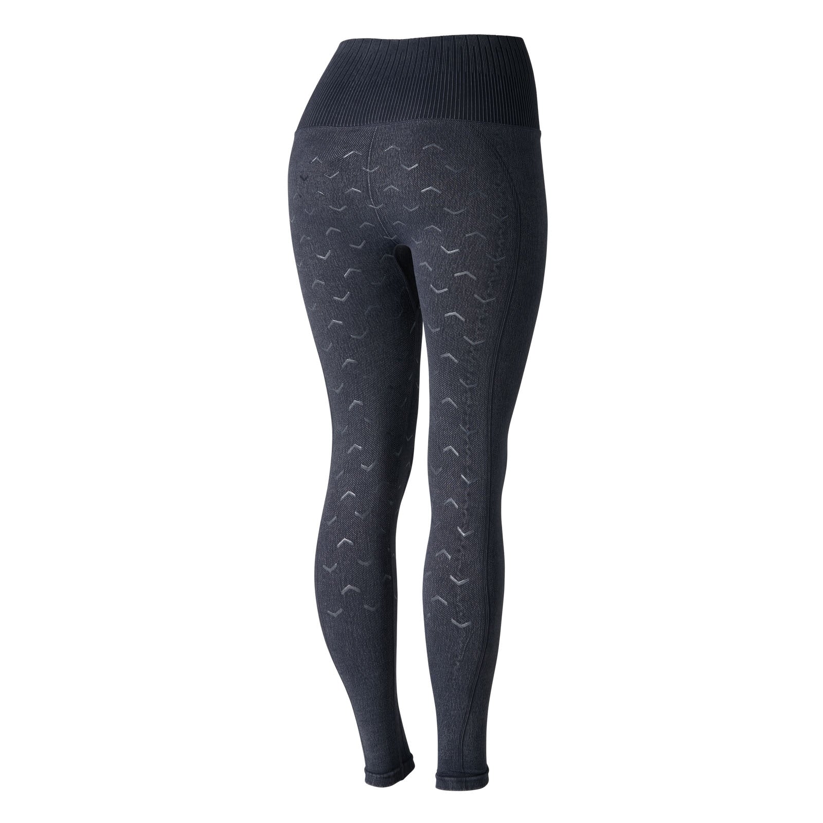 Vanessa tights i denimutseende, sømløs, helforsterket med silikon, dame Denim Blue XS/S