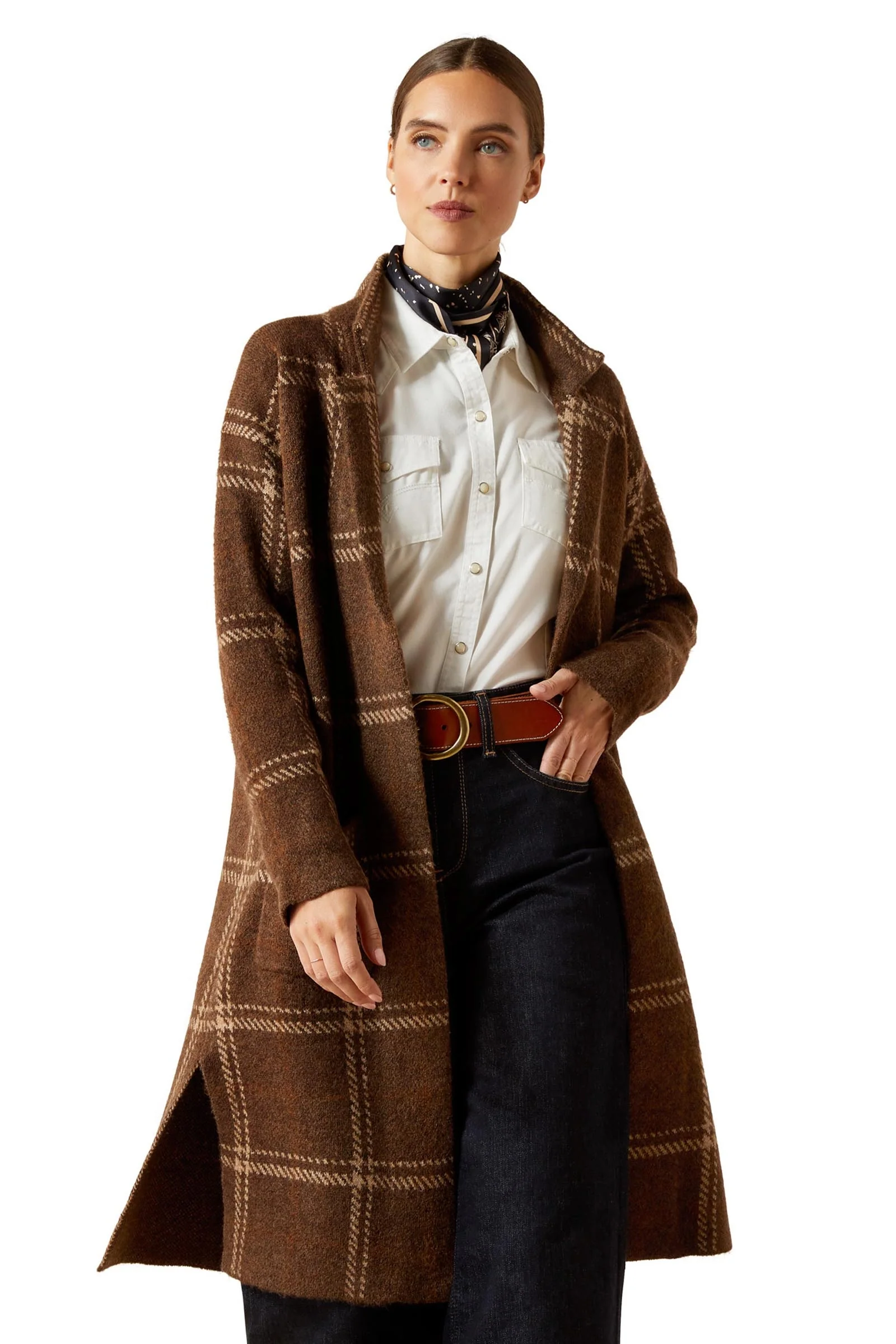 Dame Ballston cardigan Sorrel Horse Plaid S