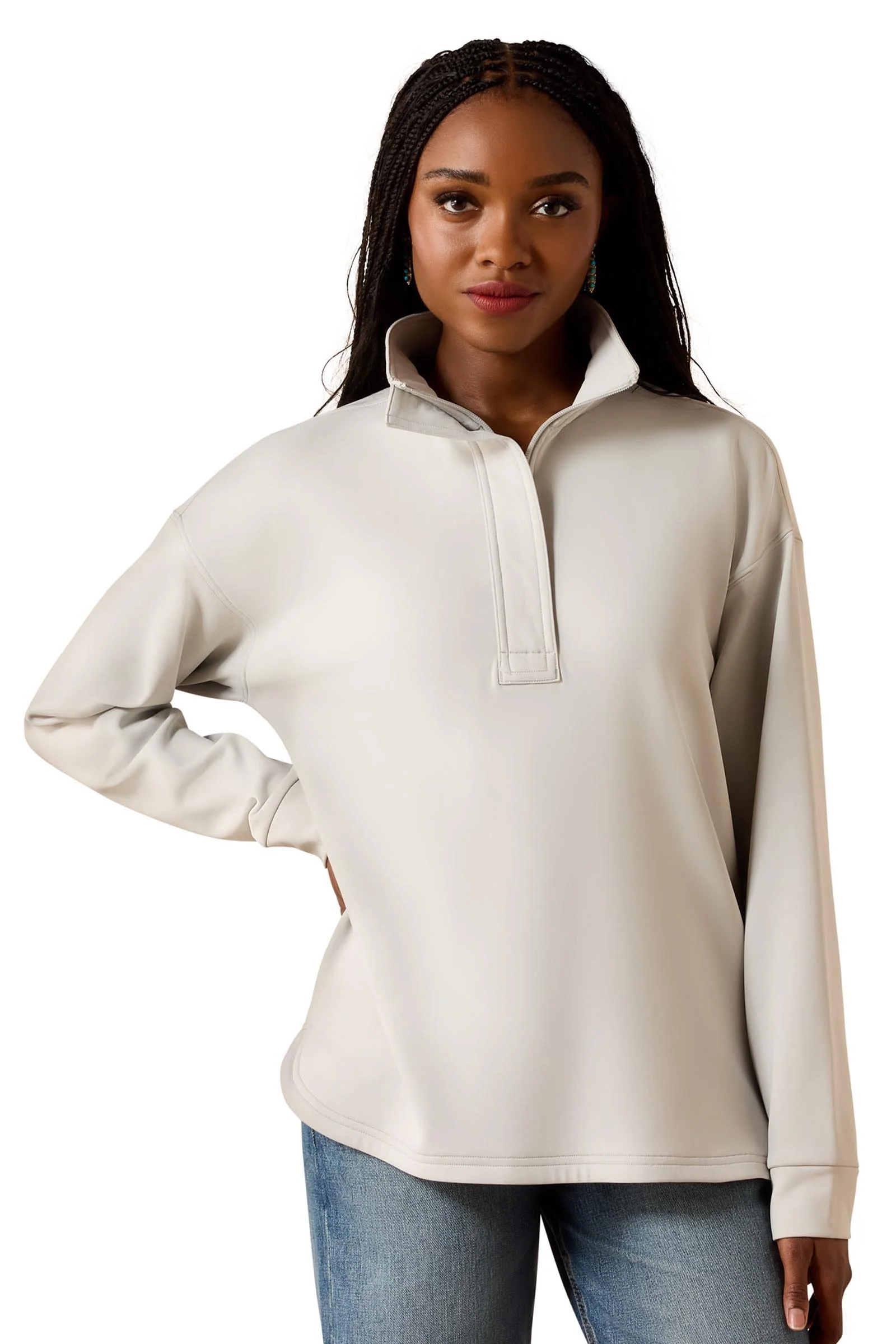 Dame Breeze Logo 1/2 Zip sweatshirt Quiet Grey L