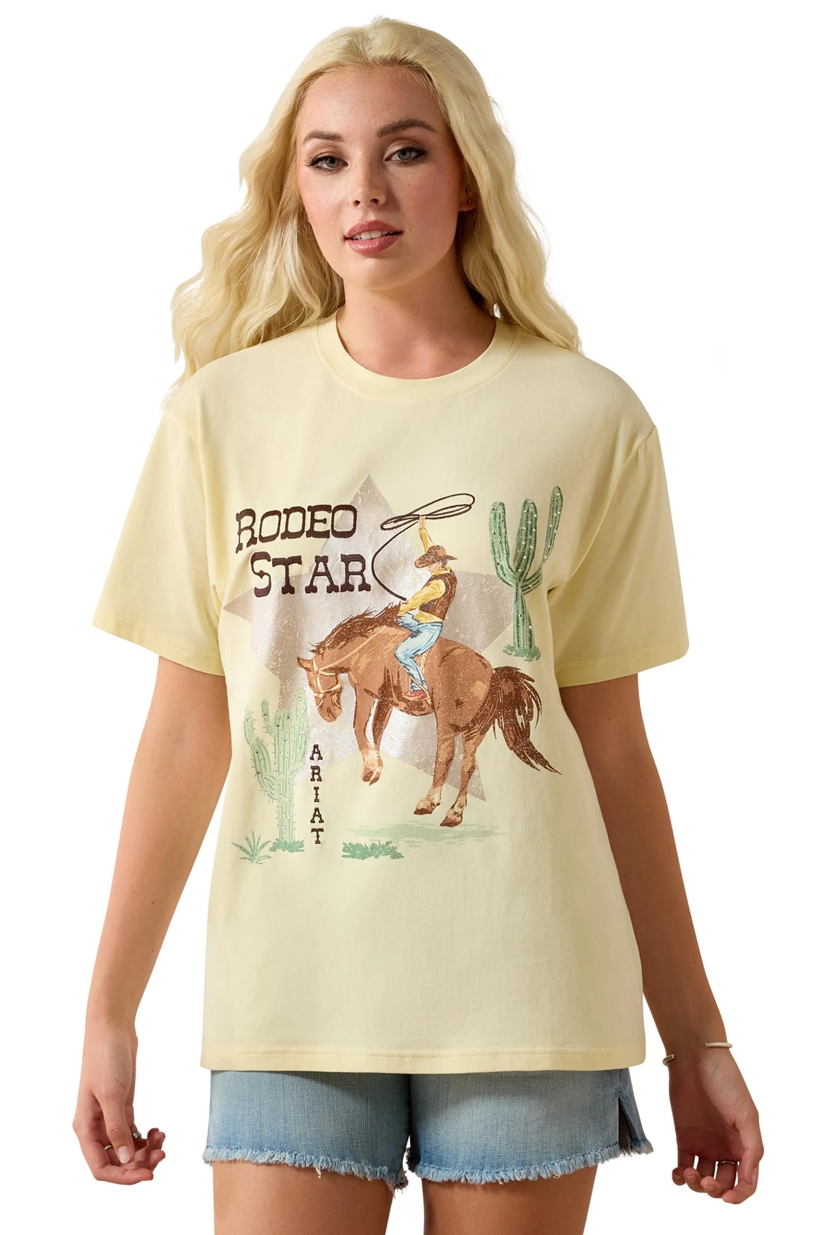 Dame Rodeo Star Boyfriend T-skjorte Pear Sorbet XS