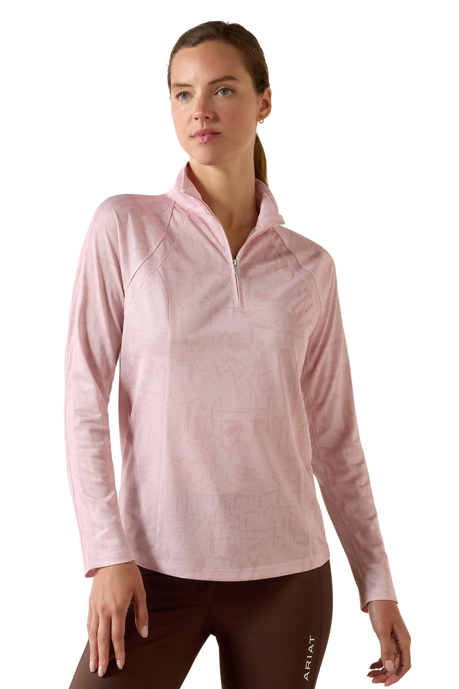 Dame Sunstopper 3.0 baselayer med 1/4 glidelås Sepia Rose Horse Park L