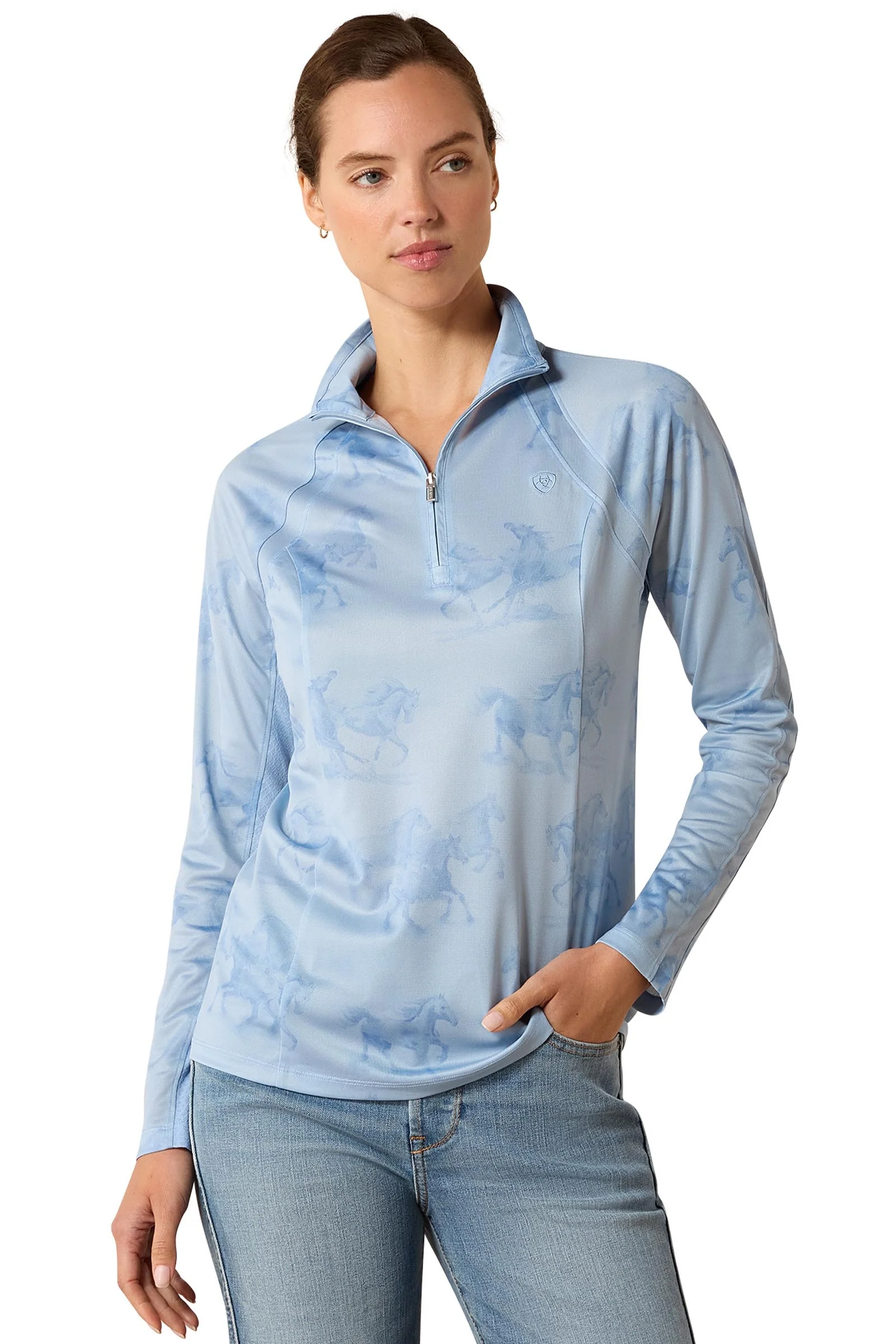 Dame Sunstopper 3.0 baselayer med 1/4 glidelås St. Tropez Mirage Print S