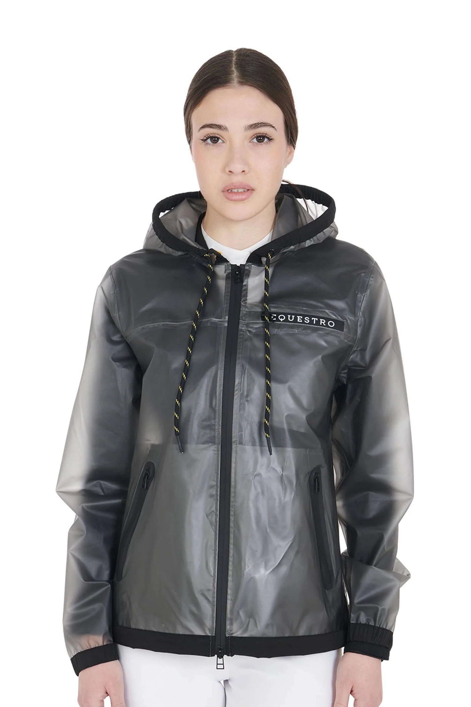 dame regnfrakk i transparent teknisk materiale Grey XL