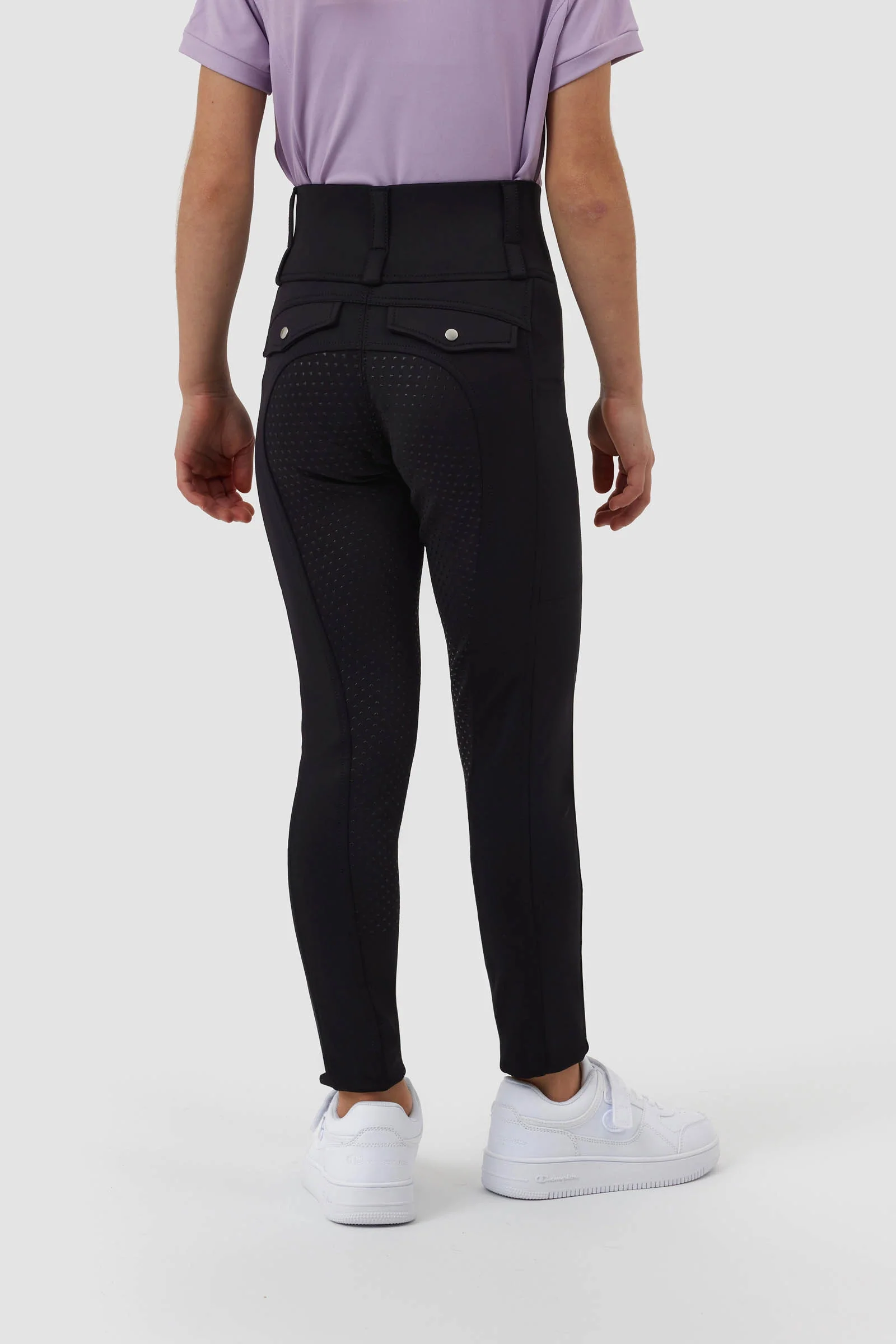 Young Rider Anya Hybrid ridetights med full grep Black 158-164